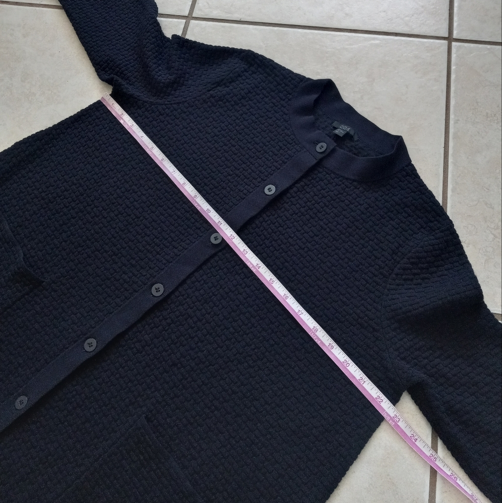 COS A-Line Textured Knit Cardigan Navy M - Picture 9 of 13